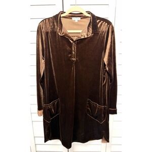Earthbound Trading Co Boho Long Sleeve Velvet Dress Women's Size Small